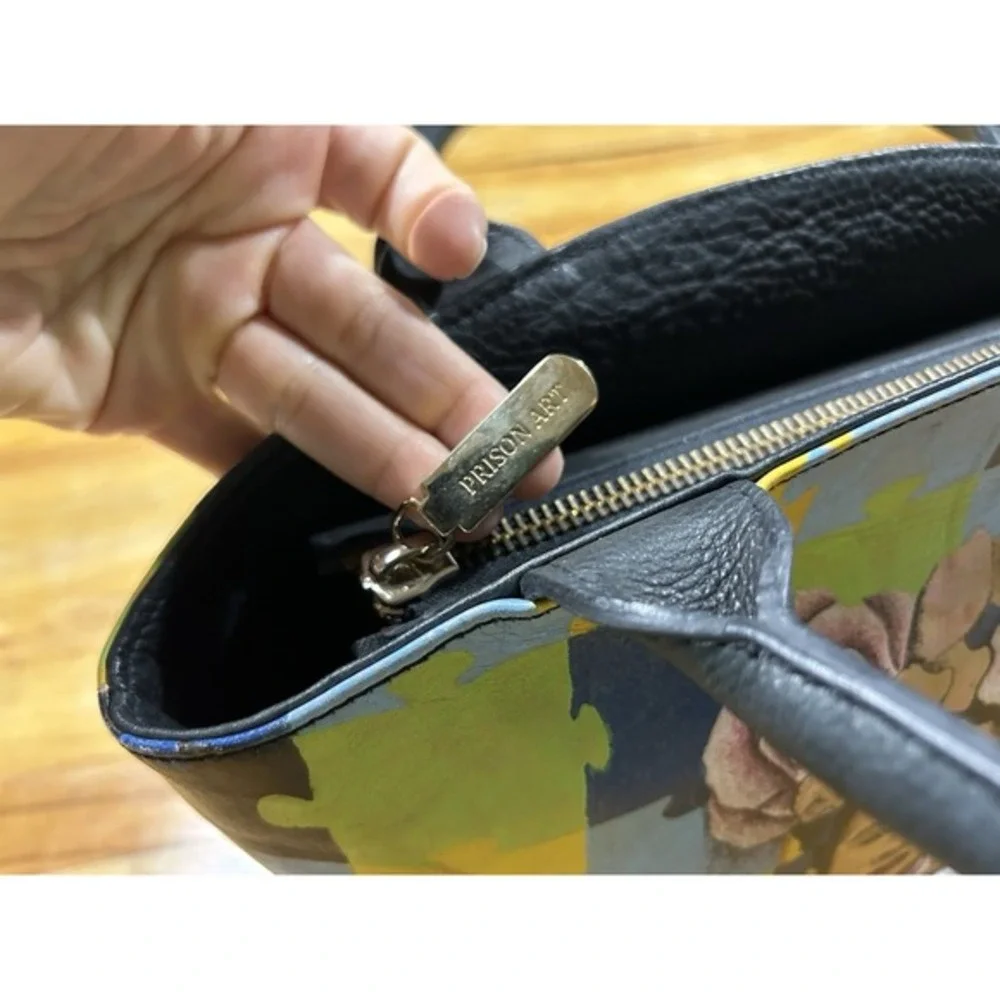 Prison Art Hand Tattooed Leather Purse‎ Handbag Domed Satchel Frieda Kahlo
